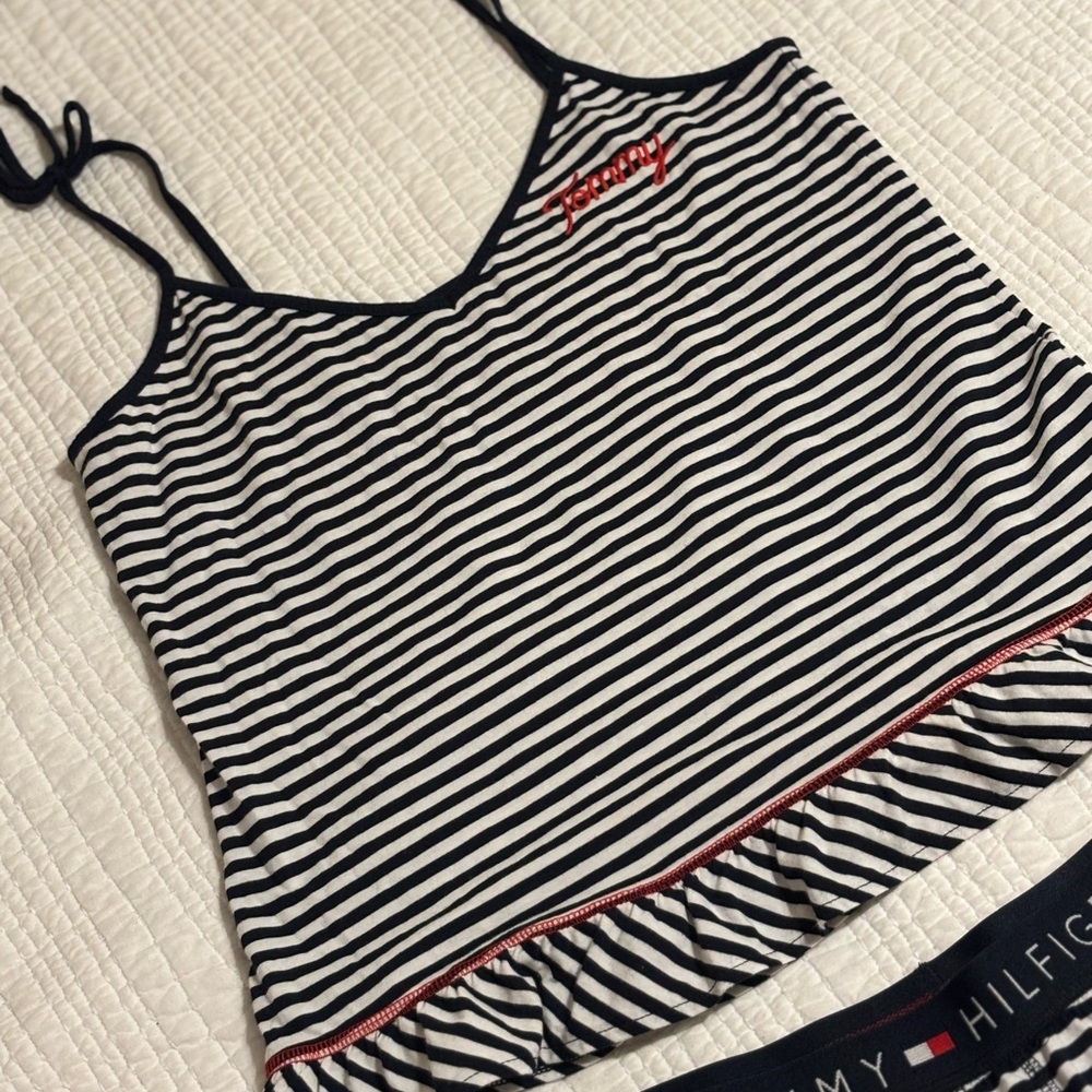 Tommy Hilfiger Women's Black and White Striped Pajama Set - Picture 3 of 7